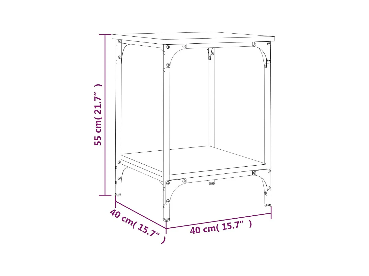 Tavolino da Salotto Rovere Fumo 40x40x55 cm Legno Multistrato