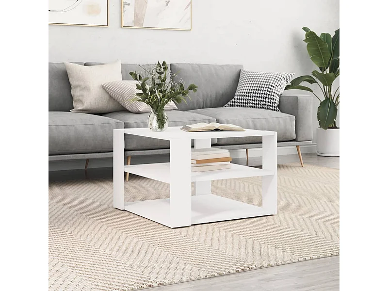 Table basse blanc 58x58x40 cm bois d'ingénierie