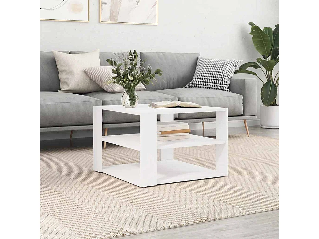 Mesa de centro madera de ingeniería blanco 58x58x40 cm