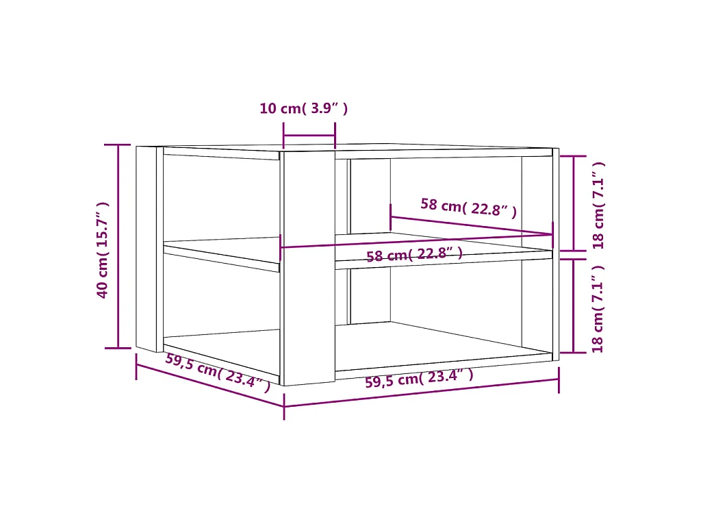 Mesa de centro madera de ingeniería blanco 58x58x40 cm