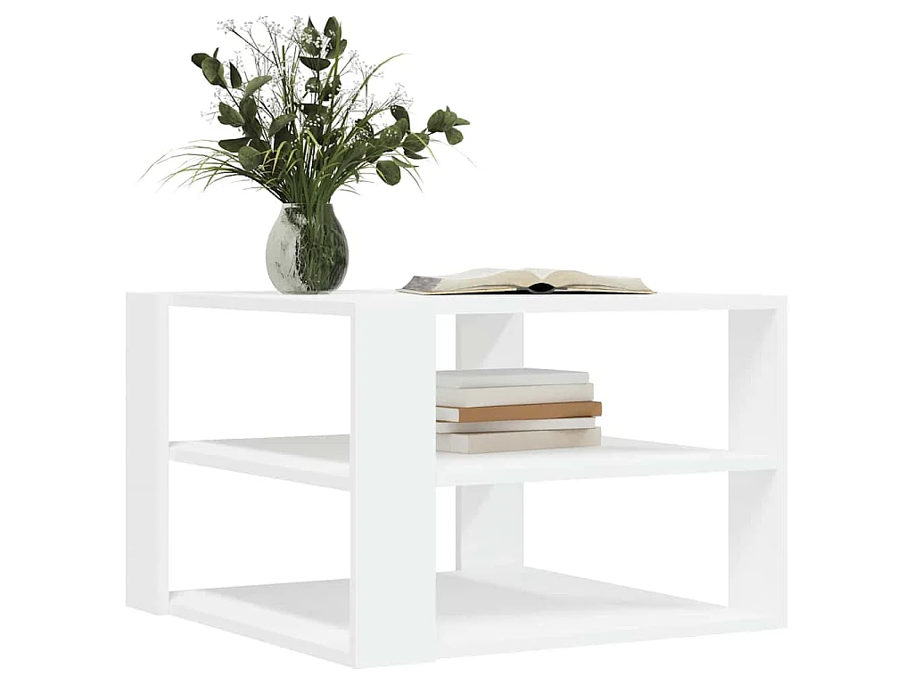 Table basse blanc 58x58x40 cm bois d'ingénierie