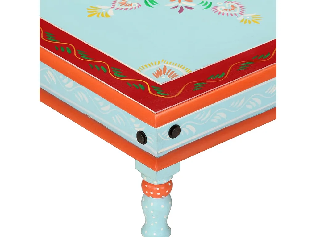 Mesa de centro pintada à mão mangueira maciça azul