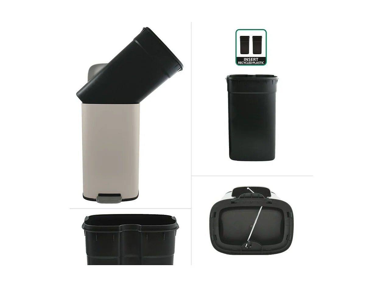 Poubelle à  pédale de cuisine Acier AKIRA 30L Taupe mat Spirella