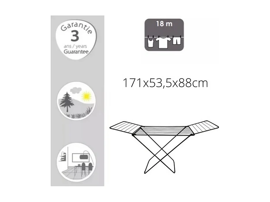 Etendoir à  linge à  ailes en Acier 18M Noir mat MSV