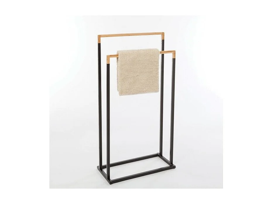 Porte serviettes CHIC Acier & Bambou Noir Spirella