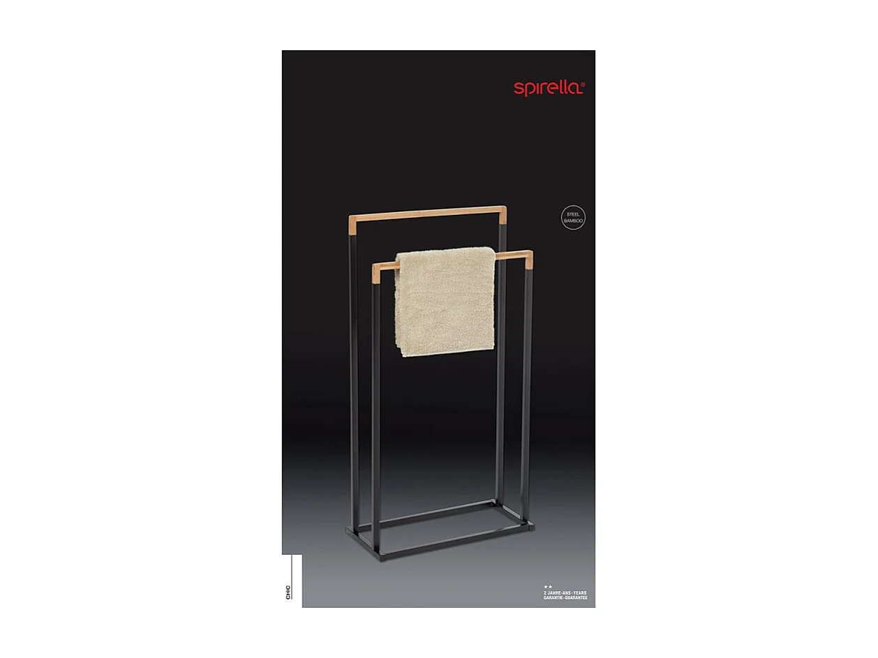 Porte serviettes CHIC Acier & Bambou Noir Spirella
