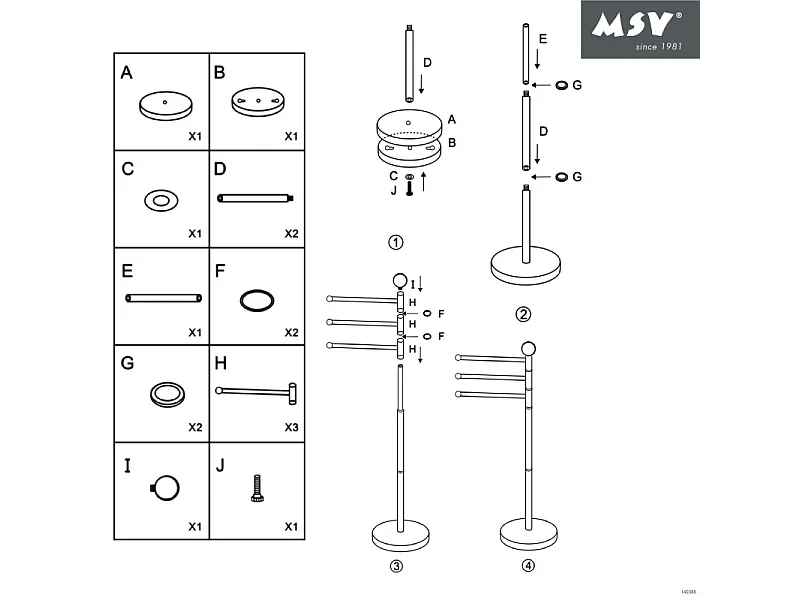 Porte Serviettes 3 branches Acier Blanc MSV