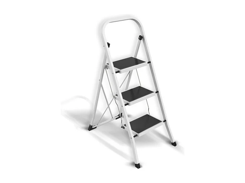 Escabeau 3 Marches pliant & antidérapant Acier Max 150kg (46x71x105cm) MSV