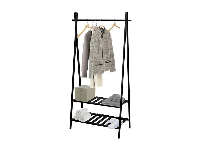 Portant Bambou avec deux étagères MIA Noir MSV