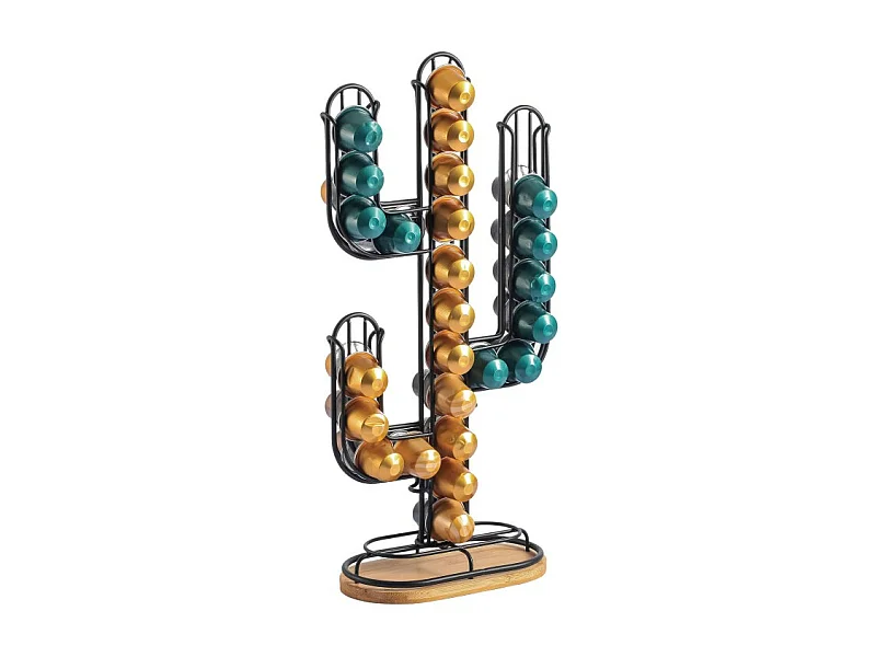 Distributeur de dosettes cactus design industriel Bois & Acier ELIE Noir mat MSV