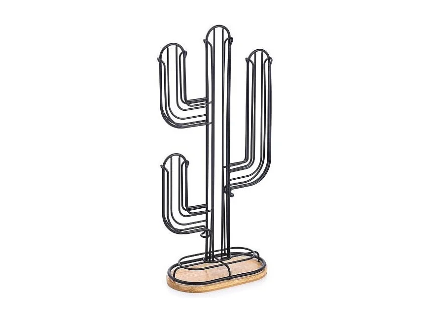 Distributeur de dosettes cactus design industriel Bois & Acier ELIE Noir mat MSV
