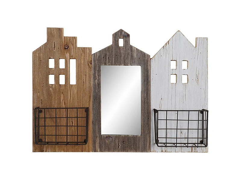 REVISTERO PAULOWNIA METAL 57X10X40 CASAS 3D MARRON