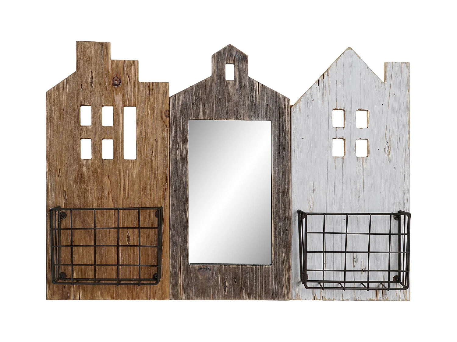 REVISTERO PAULOWNIA METAL 57X10X40 CASAS 3D MARRON