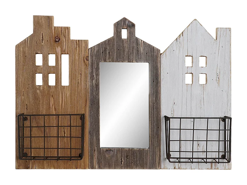 REVISTERO PAULOWNIA METAL 57X10X40 CASAS 3D MARRON