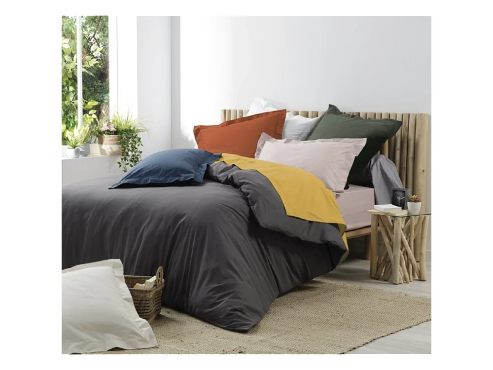 Funda de almohada percal color salvia 85 x 185 cm