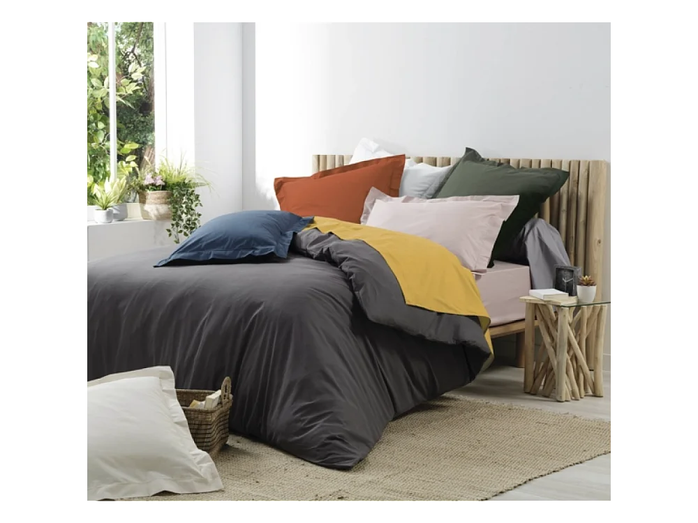 Funda de almohada percal color salvia 85 x 185 cm