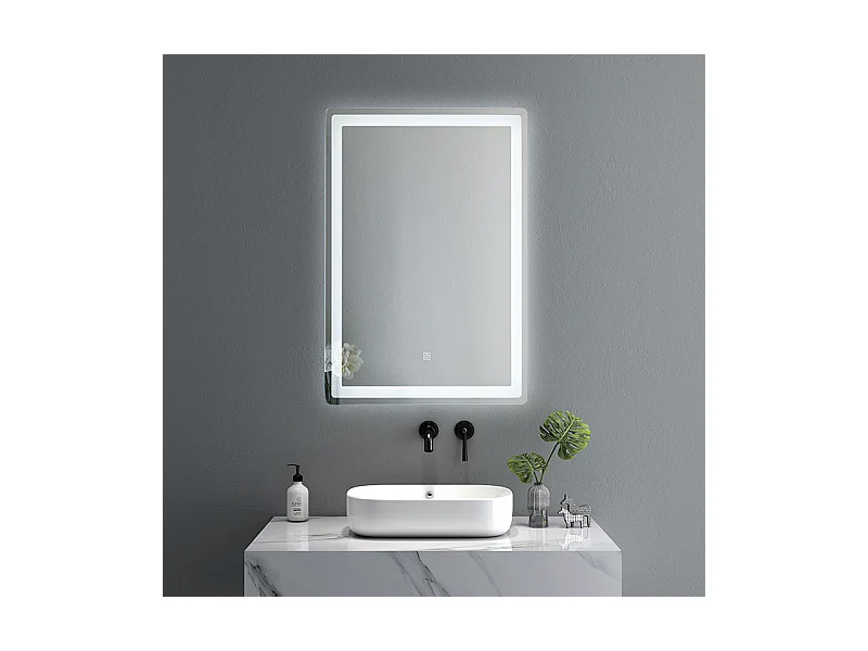 LuxuryBain- Miroir de salle de bain LED à luminosité variable rectangulaire 80x60