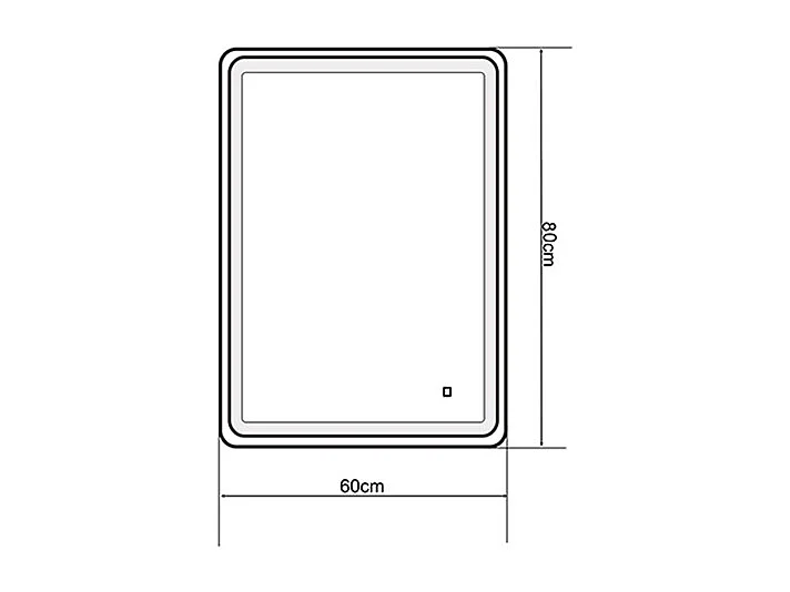 LuxuryBain- Miroir de salle de bain LED à luminosité variable rectangulaire 80x60