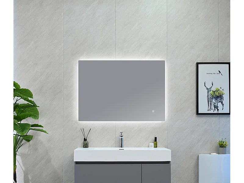 LuxuryBain- Miroir de salle de bain LED à luminosité variable rectangulaire 120x60