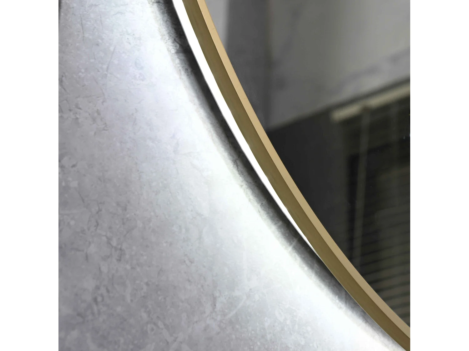 LuxuryBain- Miroir de salle de bain LED à luminosité variable 60cm rond avec cadre en aluminium doré, or et touche sensitive