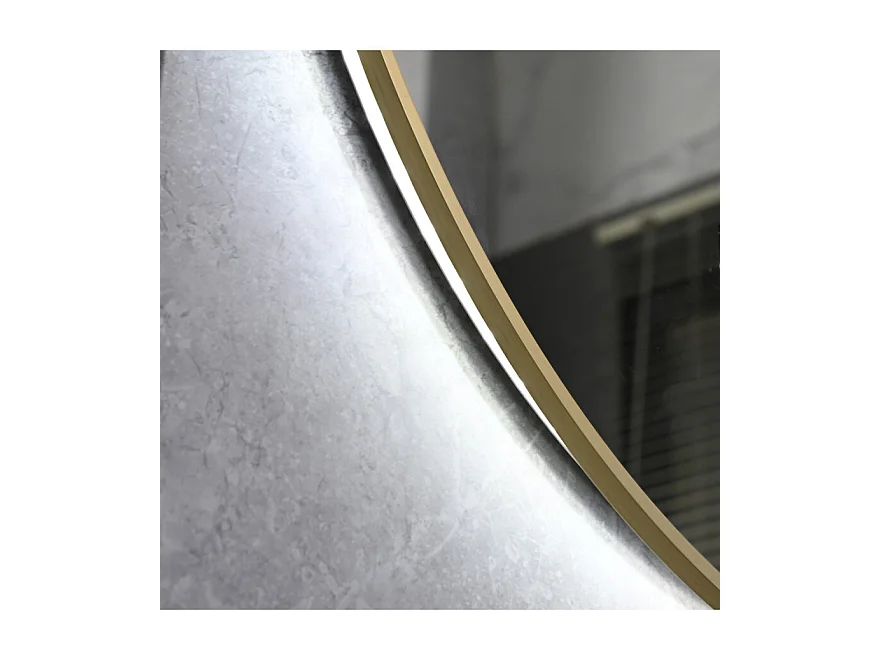 LuxuryBain- 60cm Ronde LED Badkamerspiegel met Gouden Aluminium Frame, Touch Sensor, Variabele Helderheid