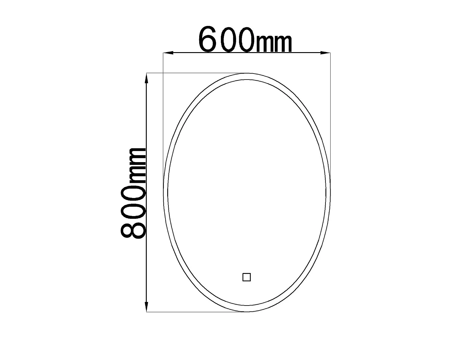 LuxuryBain- Miroir de salle de bain LED à luminosité variable 60x80cm oval