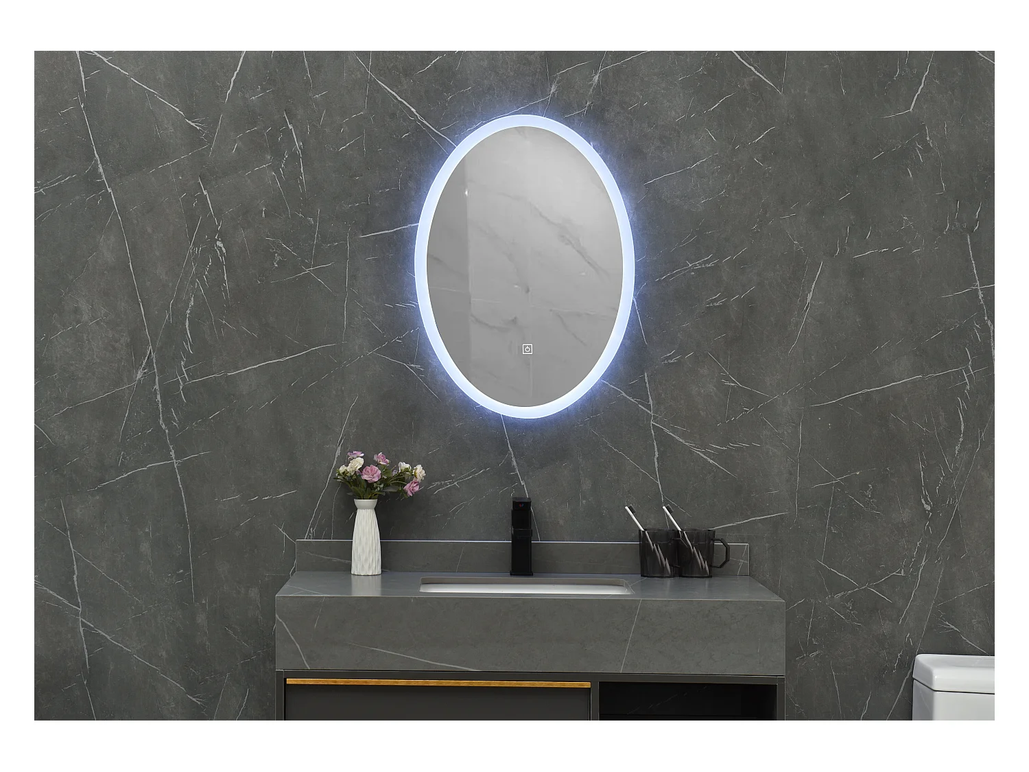 LuxuryBain- Miroir de salle de bain LED à luminosité variable 60x80cm oval