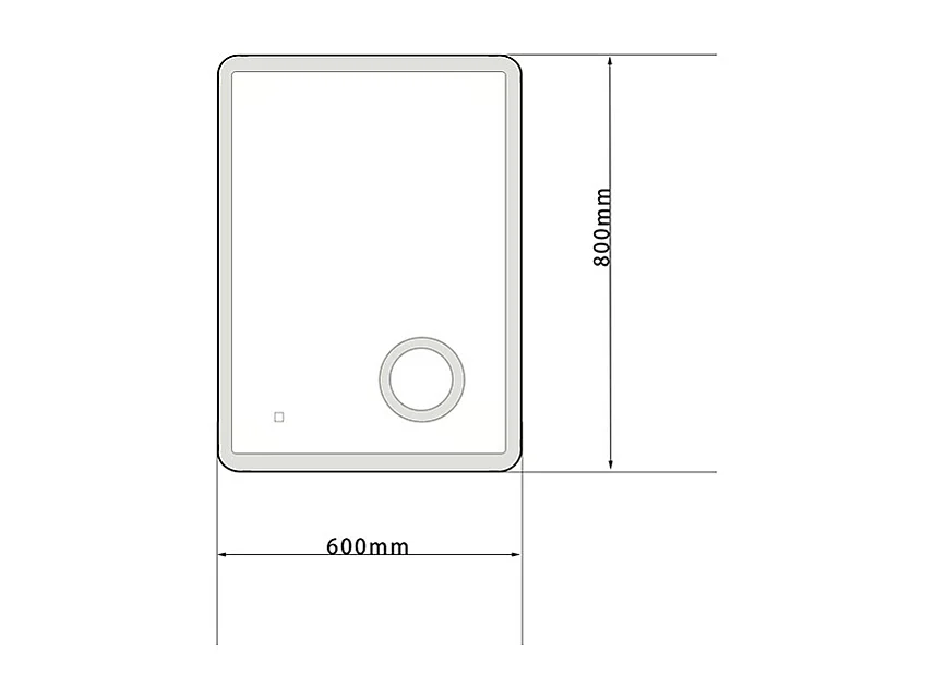 LuxuryBain -Miroir salle de bain LED 60x80cm avec cadre en aluminium noir et loupe grossissante x3