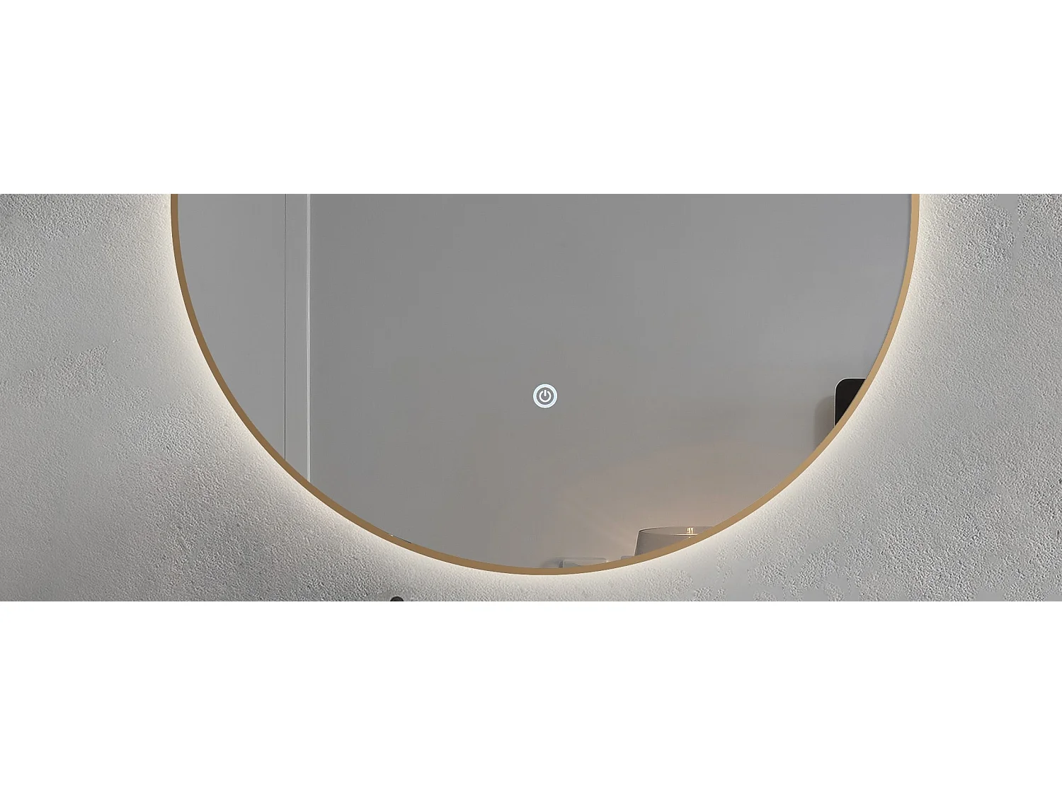 LuxuryBain- Miroir de salle de bain LED à luminosité variable 80cm rond avec cadre en aluminium doré, or