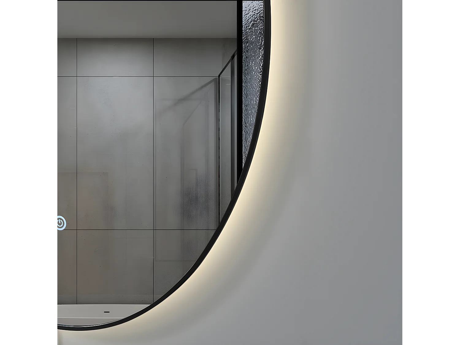 LuxuryBain- Miroir de salle de bain LED à luminosité variable 50x70cm ovale anti buée avec cadre en aluminium noir