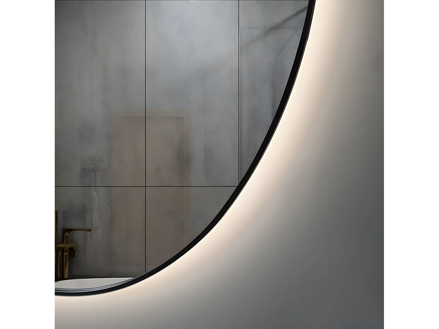 LuxuryBain- Miroir de salle de bain LED à luminosité variable 50x70cm ovale anti buée avec cadre en aluminium noir