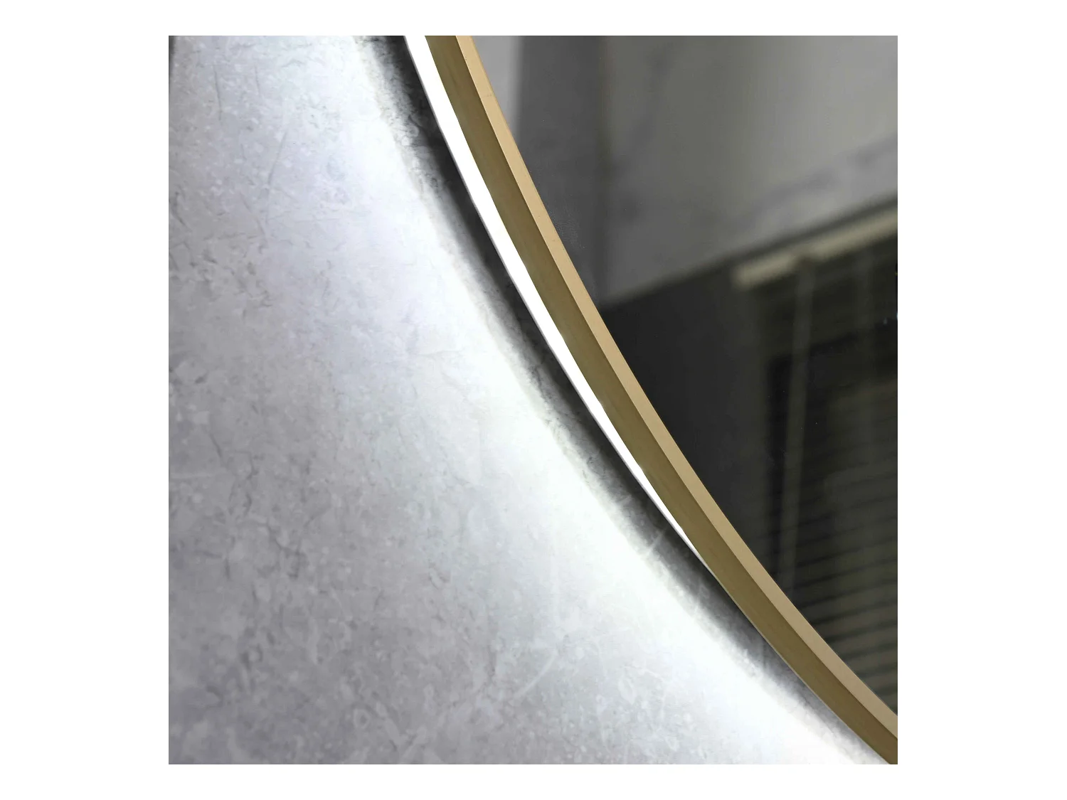 LuxuryBain- Miroir de salle de bain LED 60cm rond anti buée avec cadre en aluminium doré, or