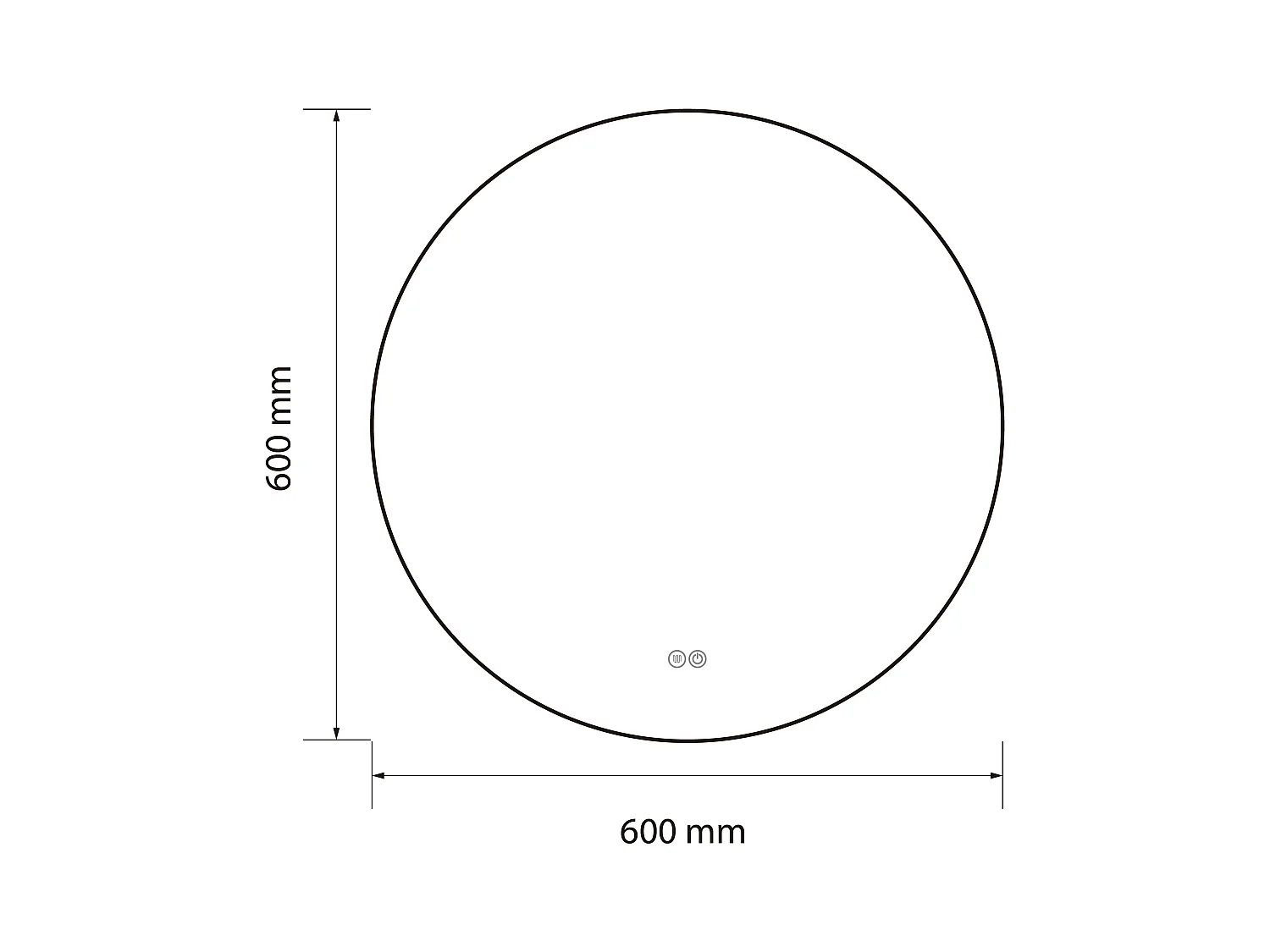 LuxuryBain- Miroir de salle de bain LED 60cm rond anti buée avec cadre en aluminium doré, or