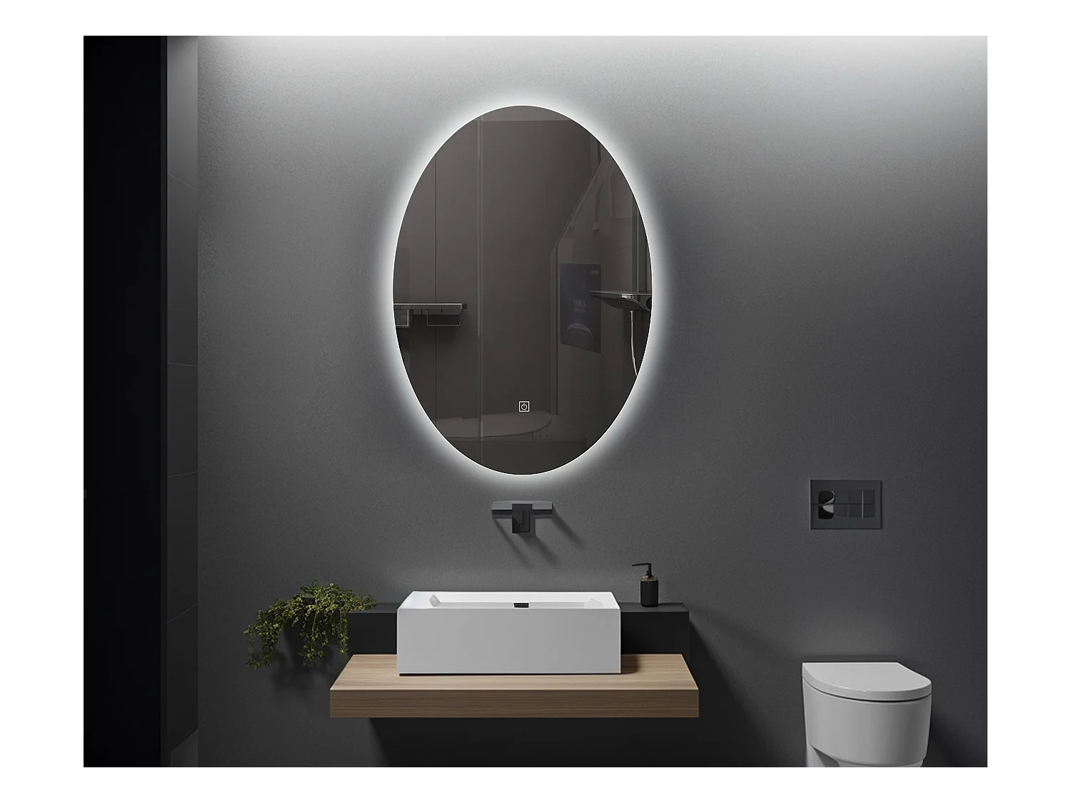 LuxuryBain- Miroir de salle de bain LED à luminosité variable 60x80cm oval