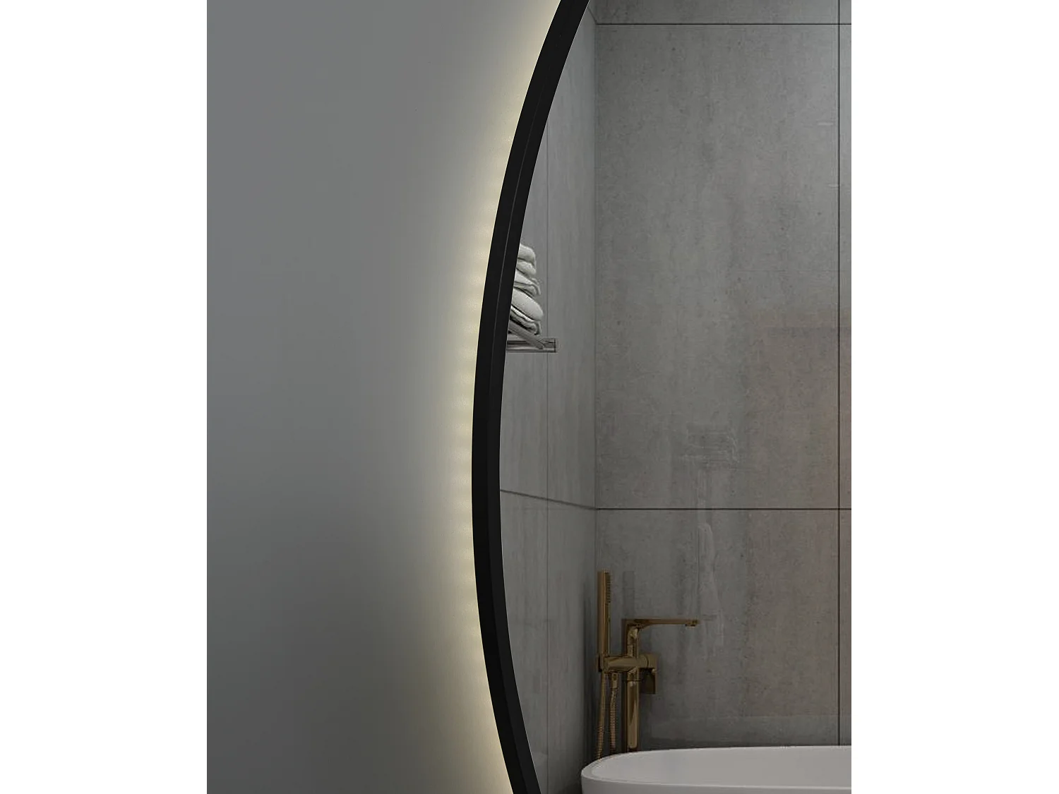 LuxuryBain- Miroir de salle de bain LED à luminosité variable 80cm rond avec cadre en aluminium noir et touche sensitive
