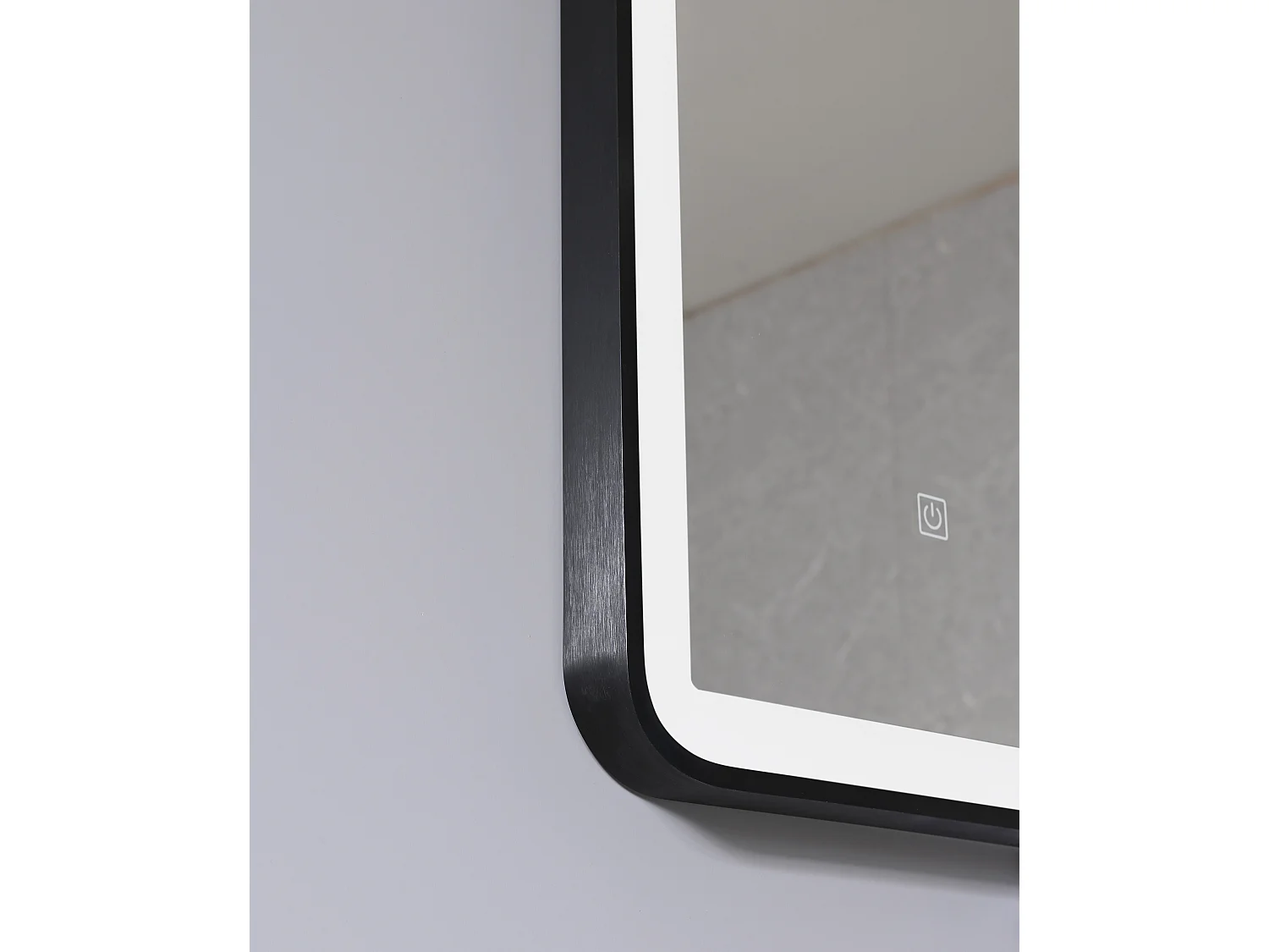 LuxuryBain- Miroir salle de bain LED 50x70cm avec cadre en aluminium noir et loupe grossissante x3