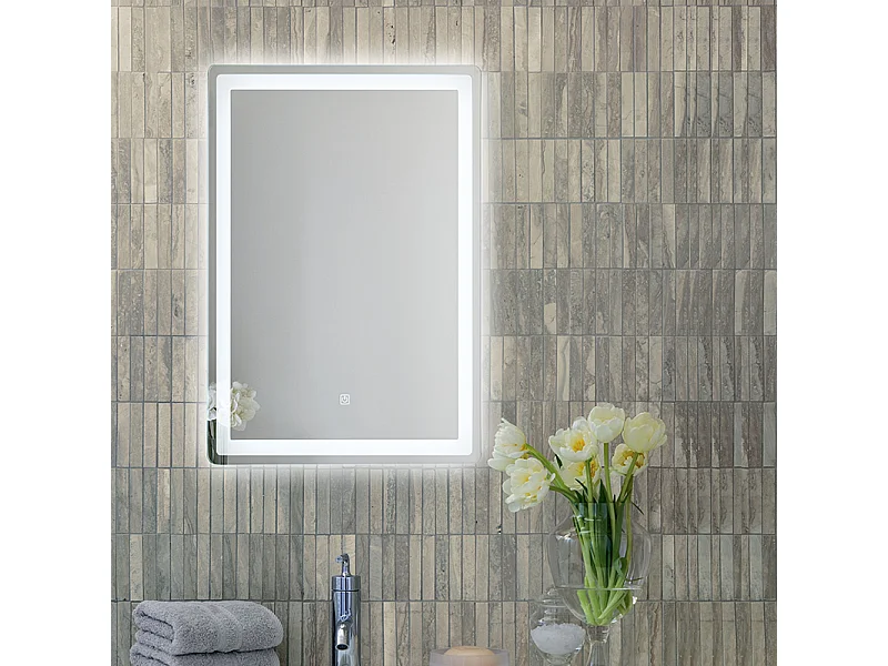 LuxuryBain- Miroir de salle de bain LED à luminosité variable rectangulaire 50x70