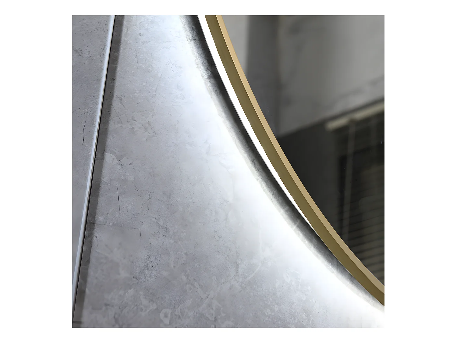 LuxuryBain- Miroir de salle de bain LED 45x90cm ovale anti buée avec cadre en aluminium doré, or