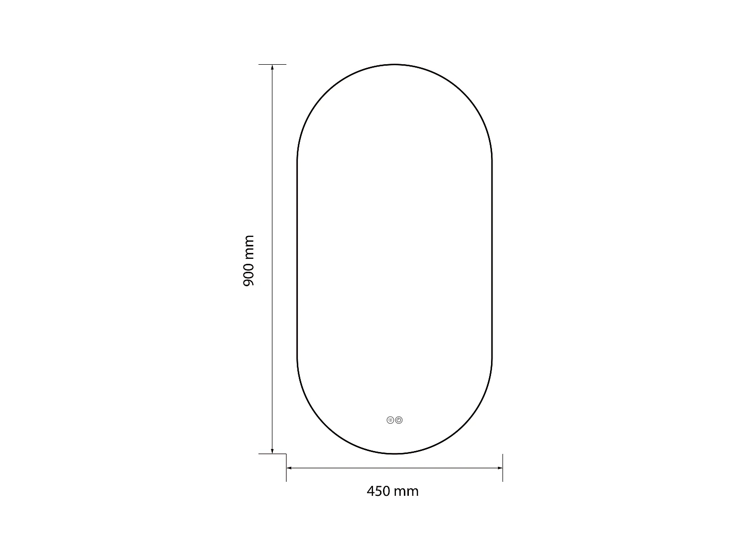 LuxuryBain- Miroir de salle de bain LED 45x90cm ovale anti buée avec cadre en aluminium doré, or