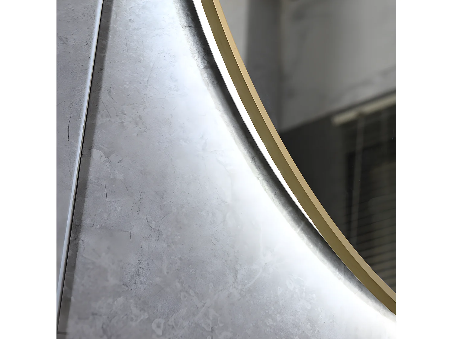 LuxuryBain- Miroir de salle de bain LED 45x90cm ovale anti buée avec cadre en aluminium doré, or