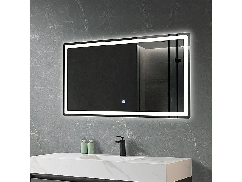 LuxuryBain- Miroir de salle de bain LED à luminosité variable rectangulaire 90x60