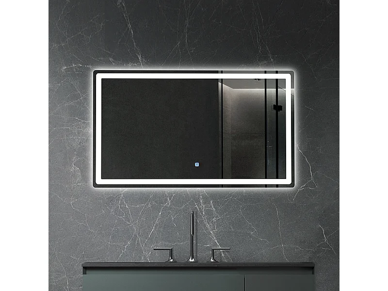 LuxuryBain- Miroir de salle de bain LED à luminosité variable rectangulaire 90x60