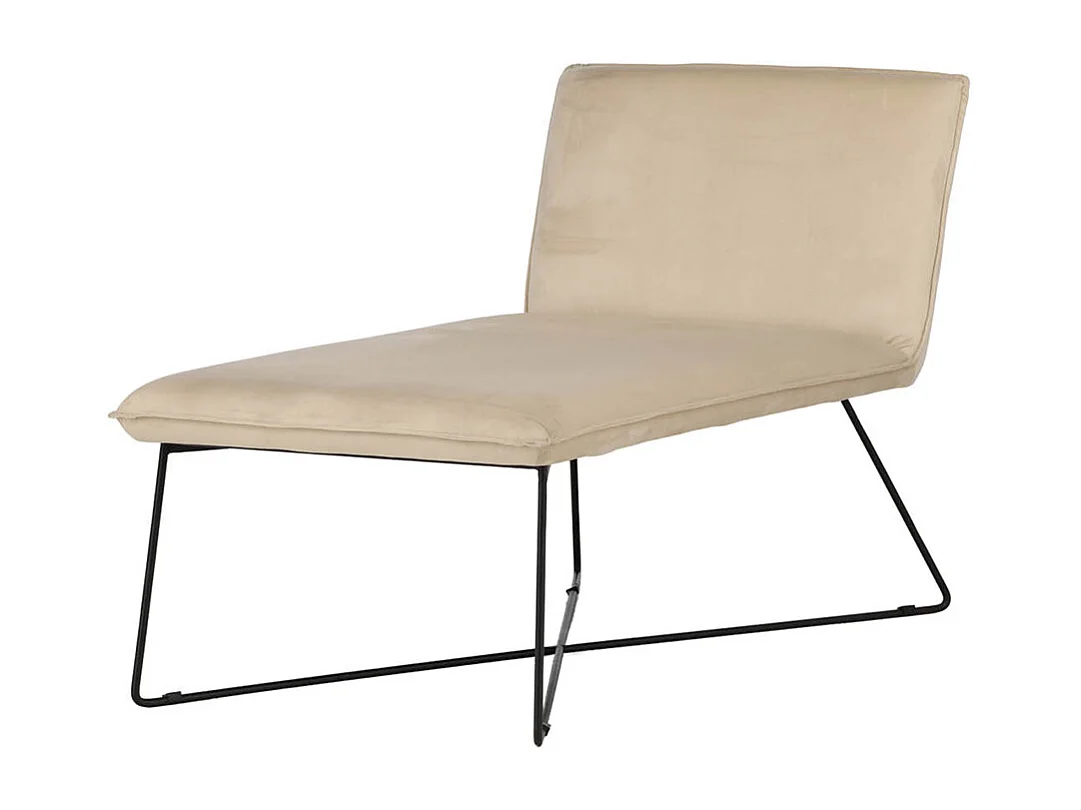 Chaise Longue en Velours "X-Lounge" 128cm Beige