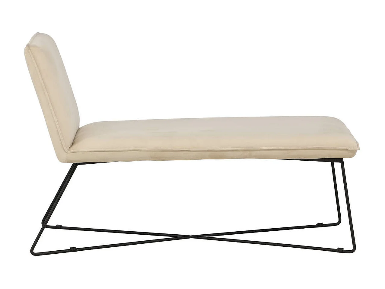 Chaise Longue en Velours "X-Lounge" 128cm Beige