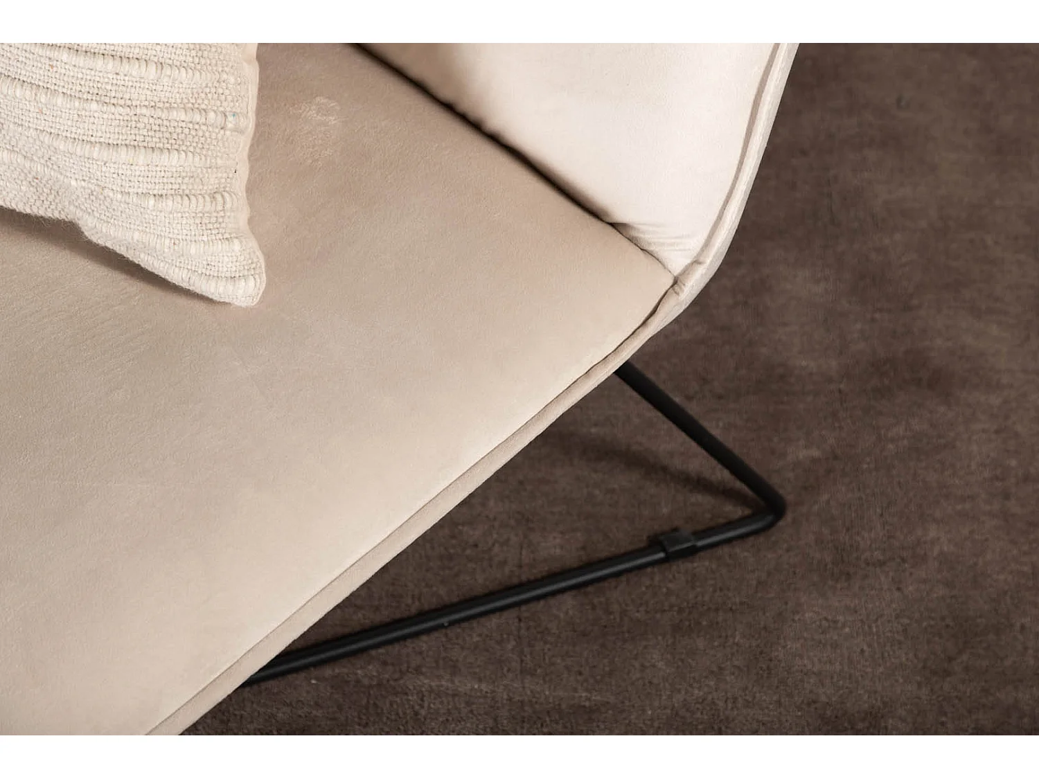 Chaise Longue en Velours "X-Lounge" 128cm Beige