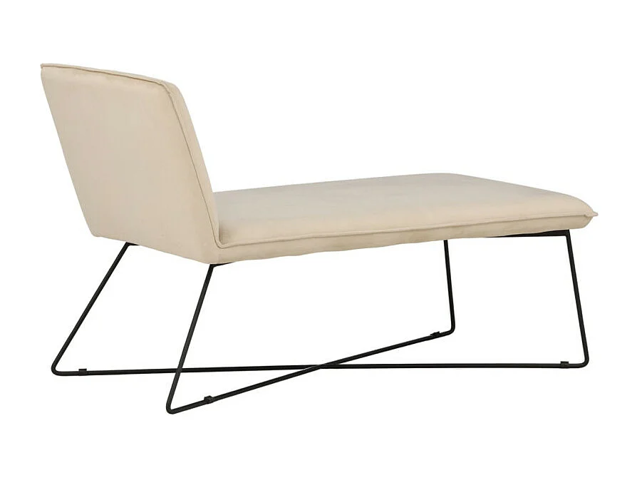 Chaise Longue en Velours "X-Lounge" 128cm Beige