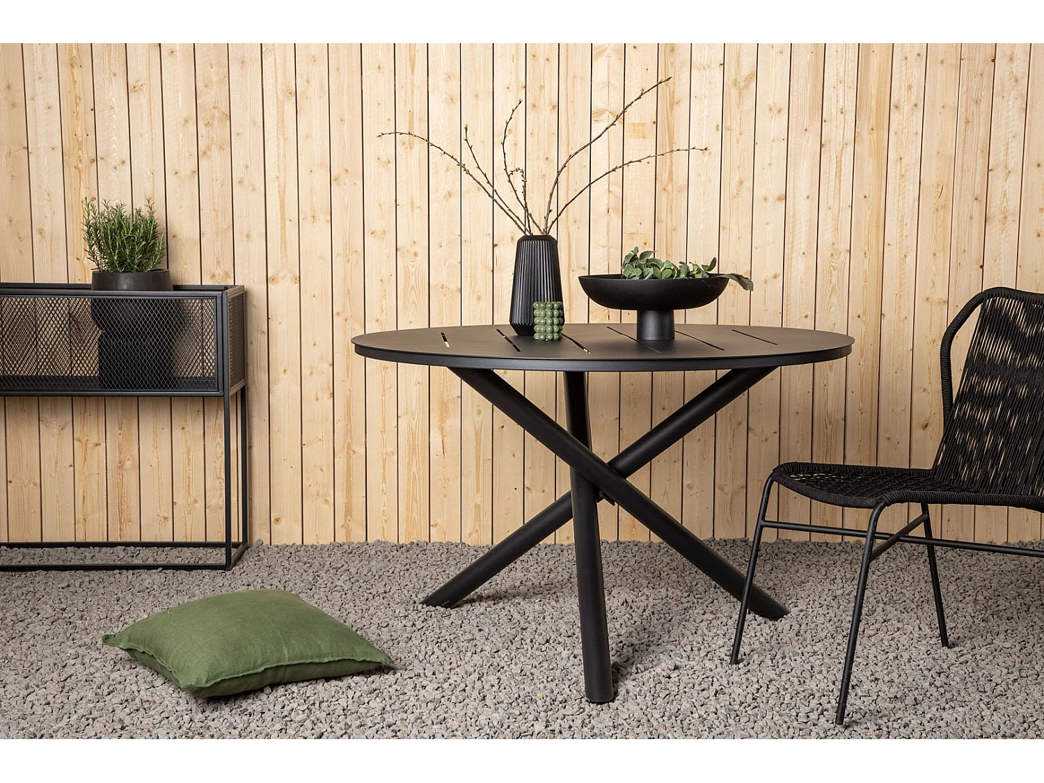 Table de Jardin Ronde "Alma" 120cm Noir