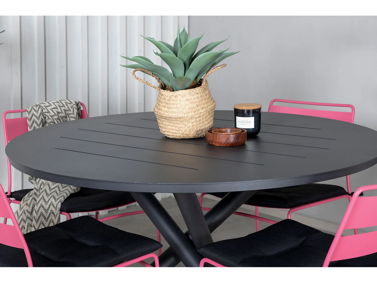 Table de Jardin Ronde "Alma" 120cm Noir