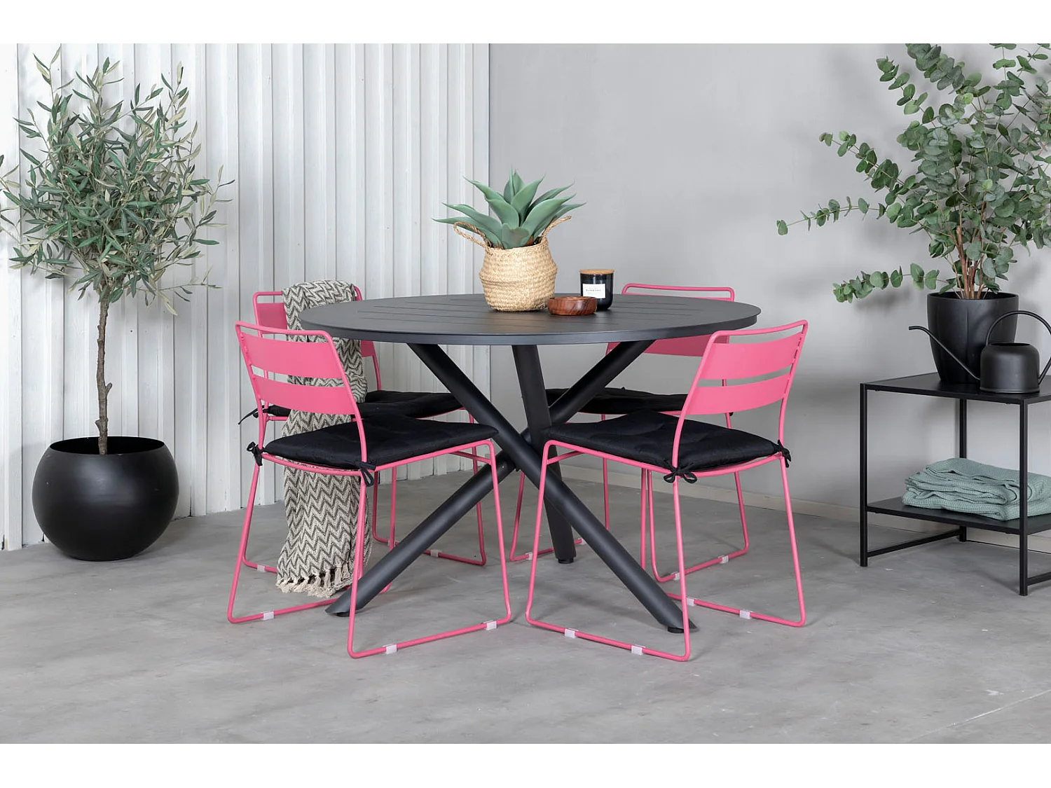 Table de Jardin Ronde "Alma" 120cm Noir