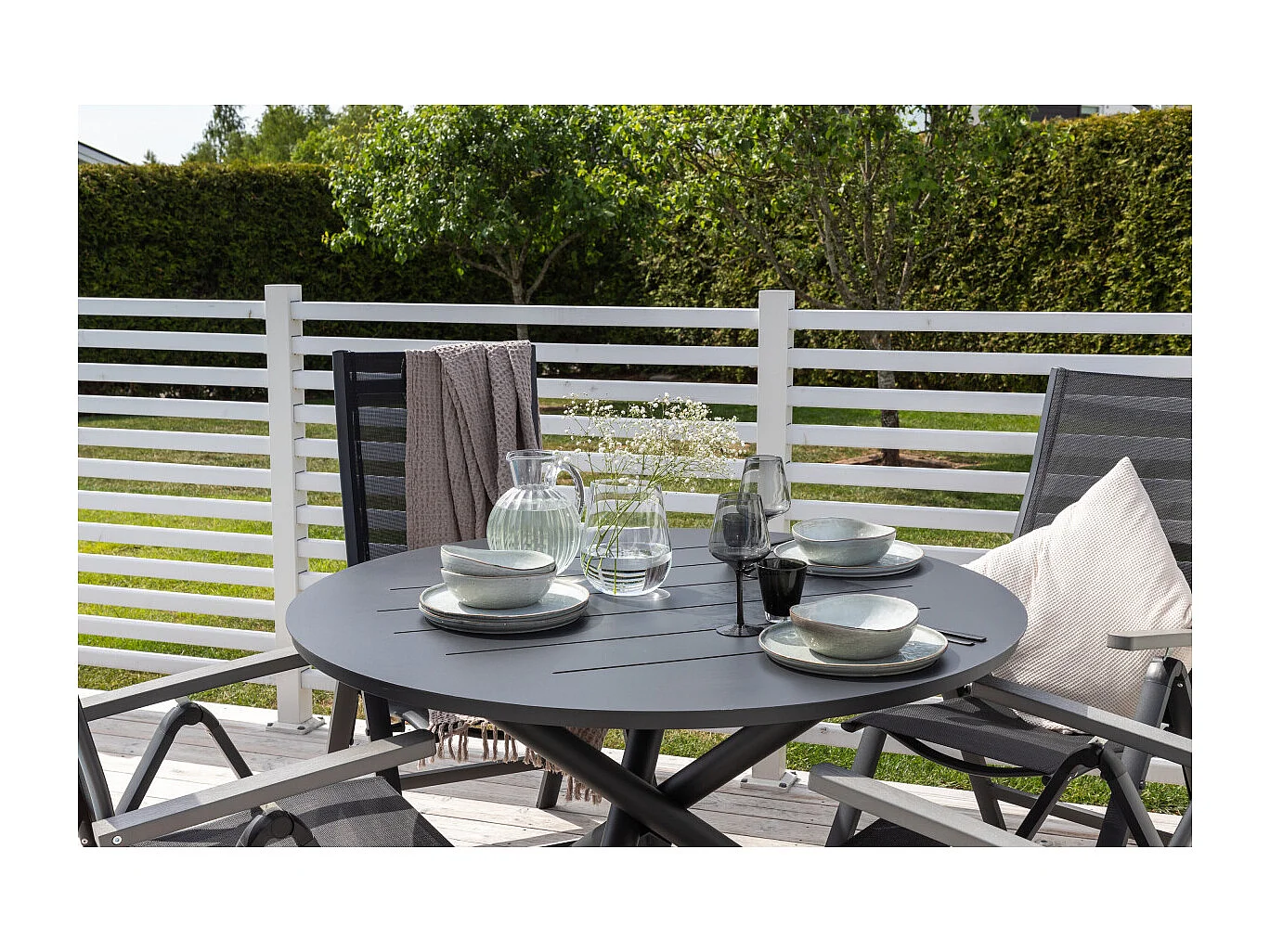 Table de Jardin Ronde "Alma" 120cm Noir